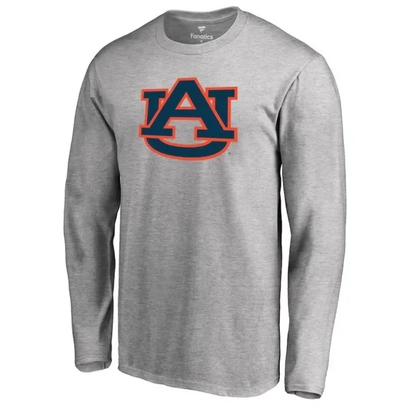 NEW Mens 4XL Auburn Tigers Primary Logo Long Sleeve T-Shirt - Ash - Picture 2 of 3